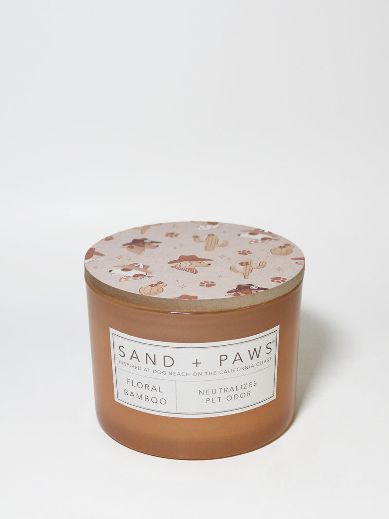 Sand + Paws Floral Bamboo 12 oz scented candle