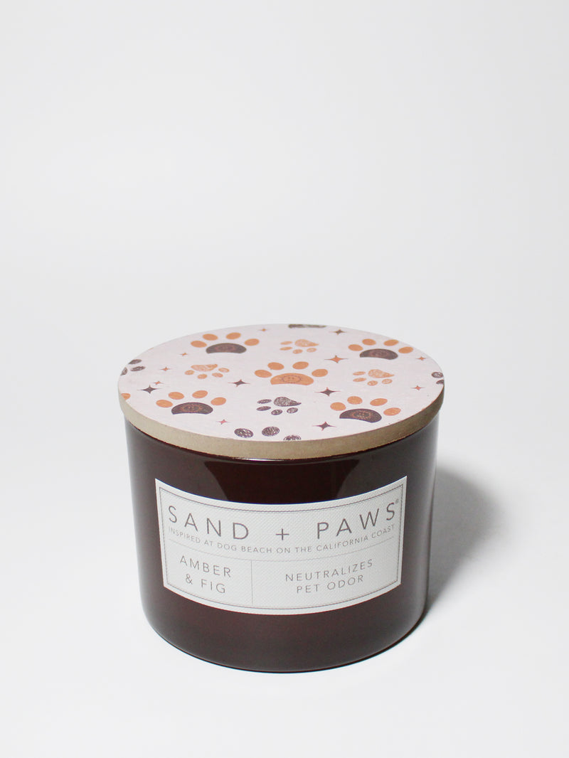 Sand + Paws Amber & Fig 12 oz scented candle
